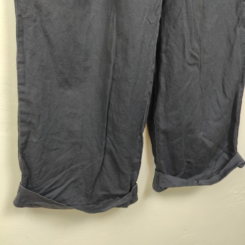Faherty Pants Womens 4 Blue Pleated Wide Leg Organic Cotton Linen Coastal Chic - Picture 4 of 9